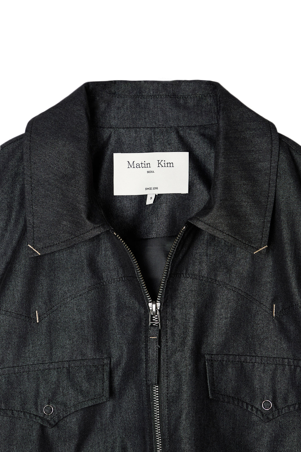 Matinkim Western Detail Denim Like Blouson IN Black
