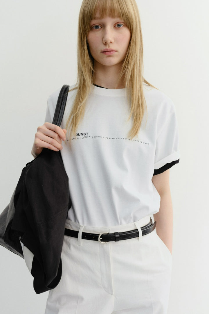 Dunst Unisex Minimal Lettering T-Shirt Off White
