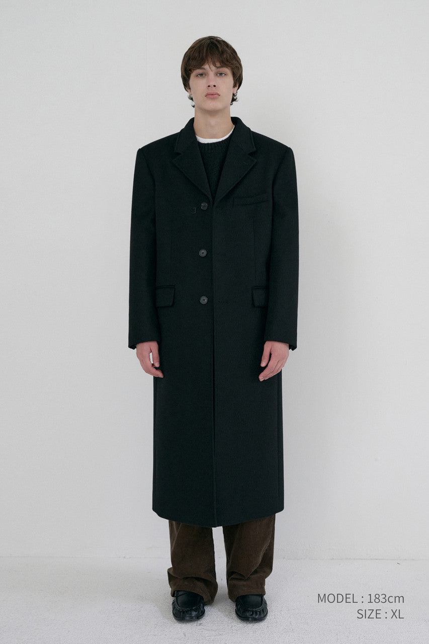 Dunst Unisex 2-Way 3 Button Cashmere Coat Black