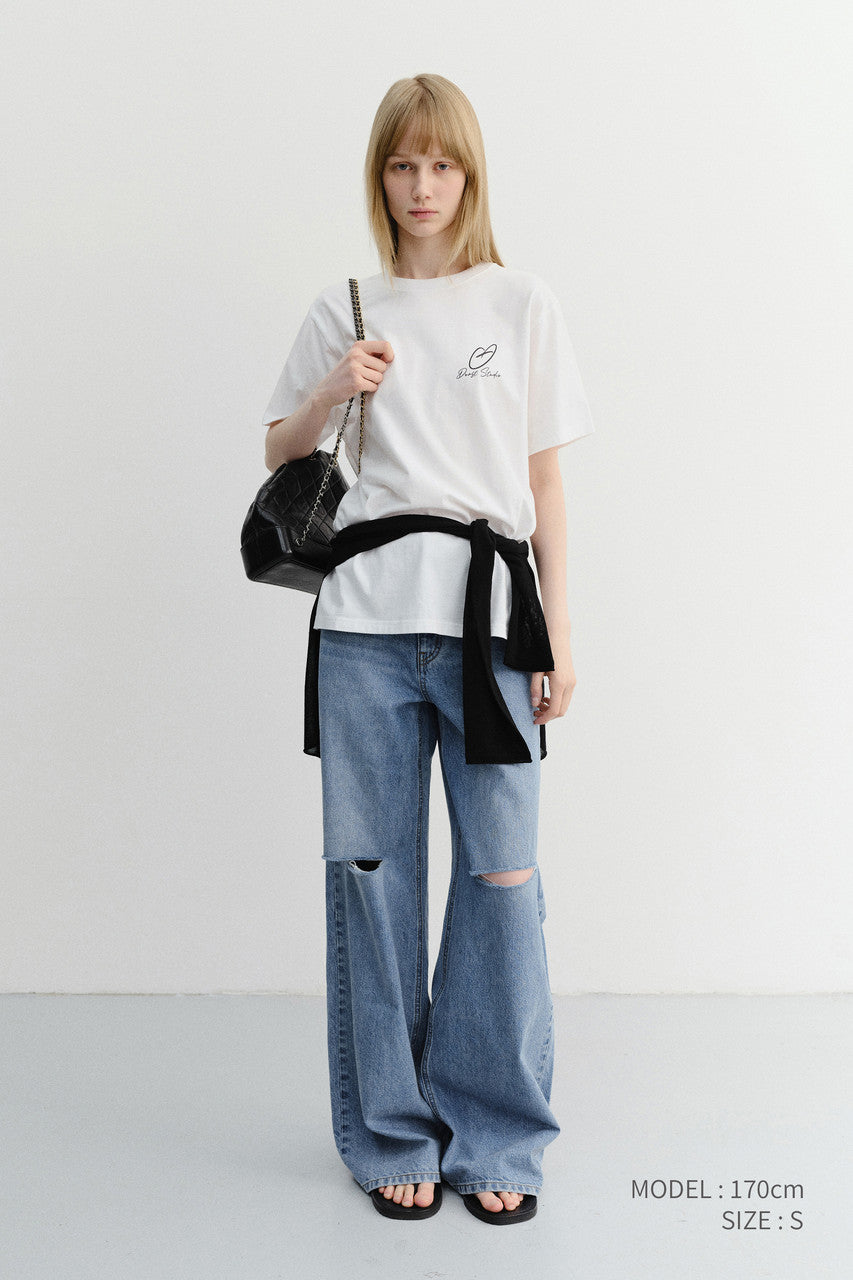 Dunst Unisex Heart D Logo T-Shirt Off White