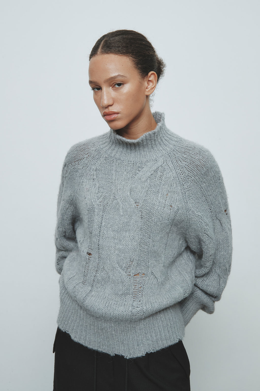Matinkim Oversize Highneck Volume Pullover IN Grey