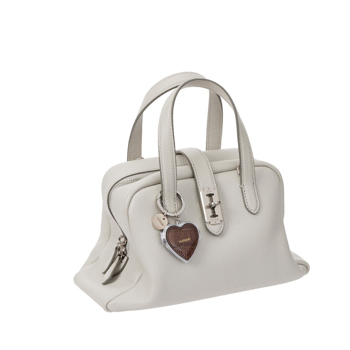 Vunque Ecllat Heart Pocket Mirror Charm Brown