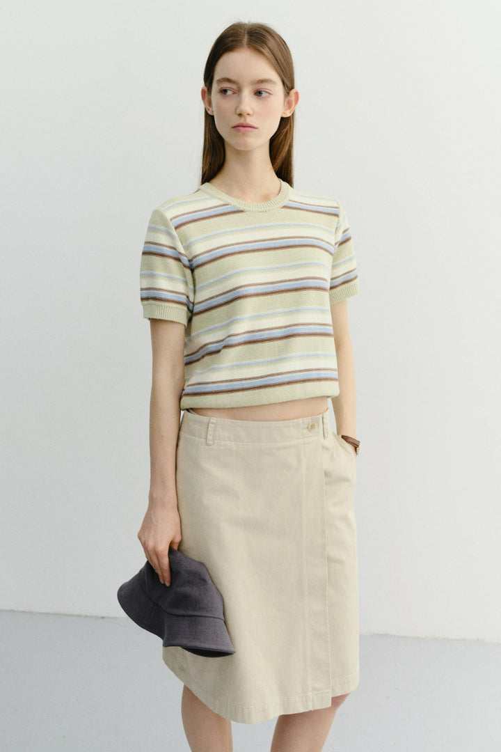 Dunst Unisex Striped Crewneck Knit Mint Cream