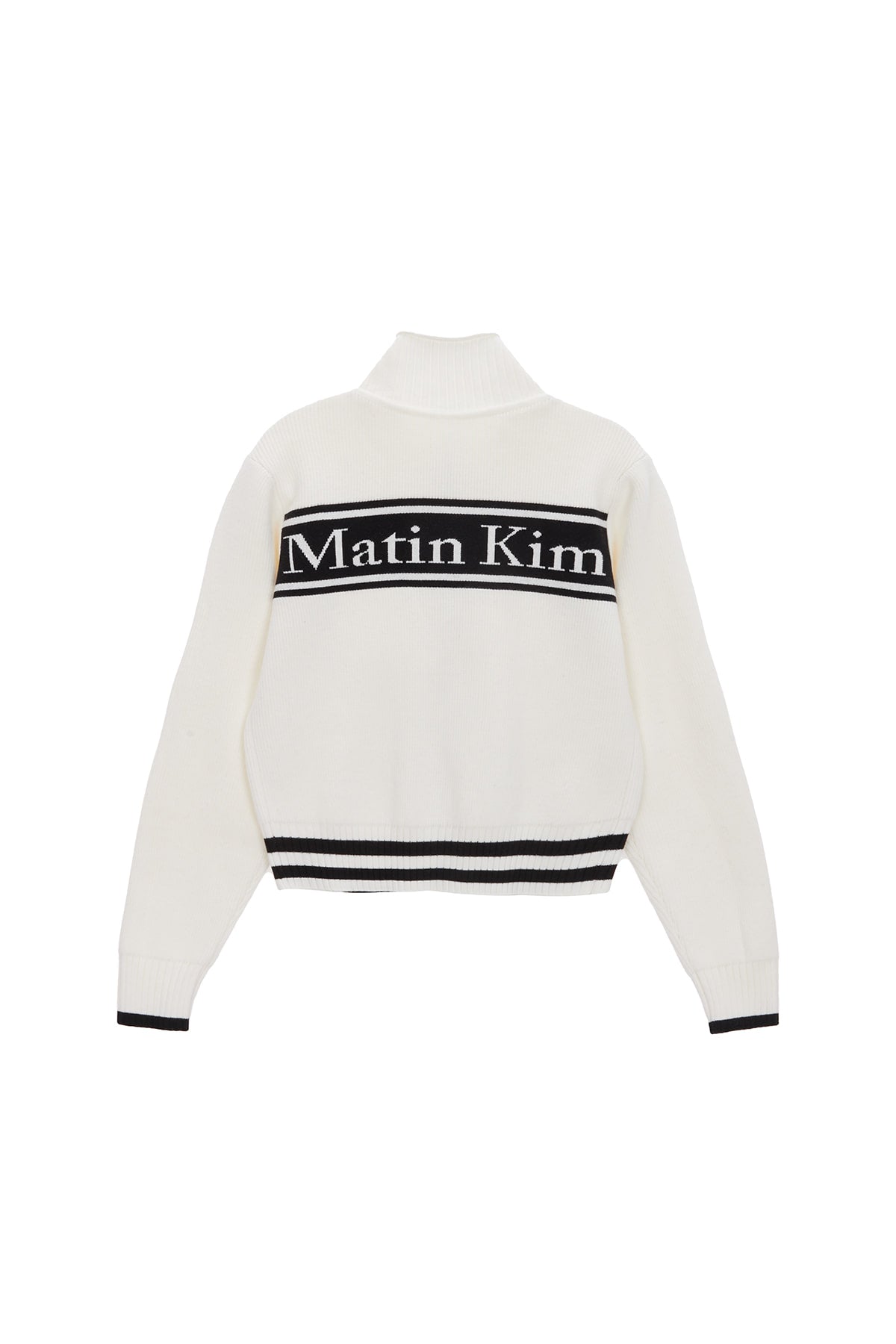 [matinkim] SPELL POINT STRIPE KNIT CARDIGAN IN IVORY