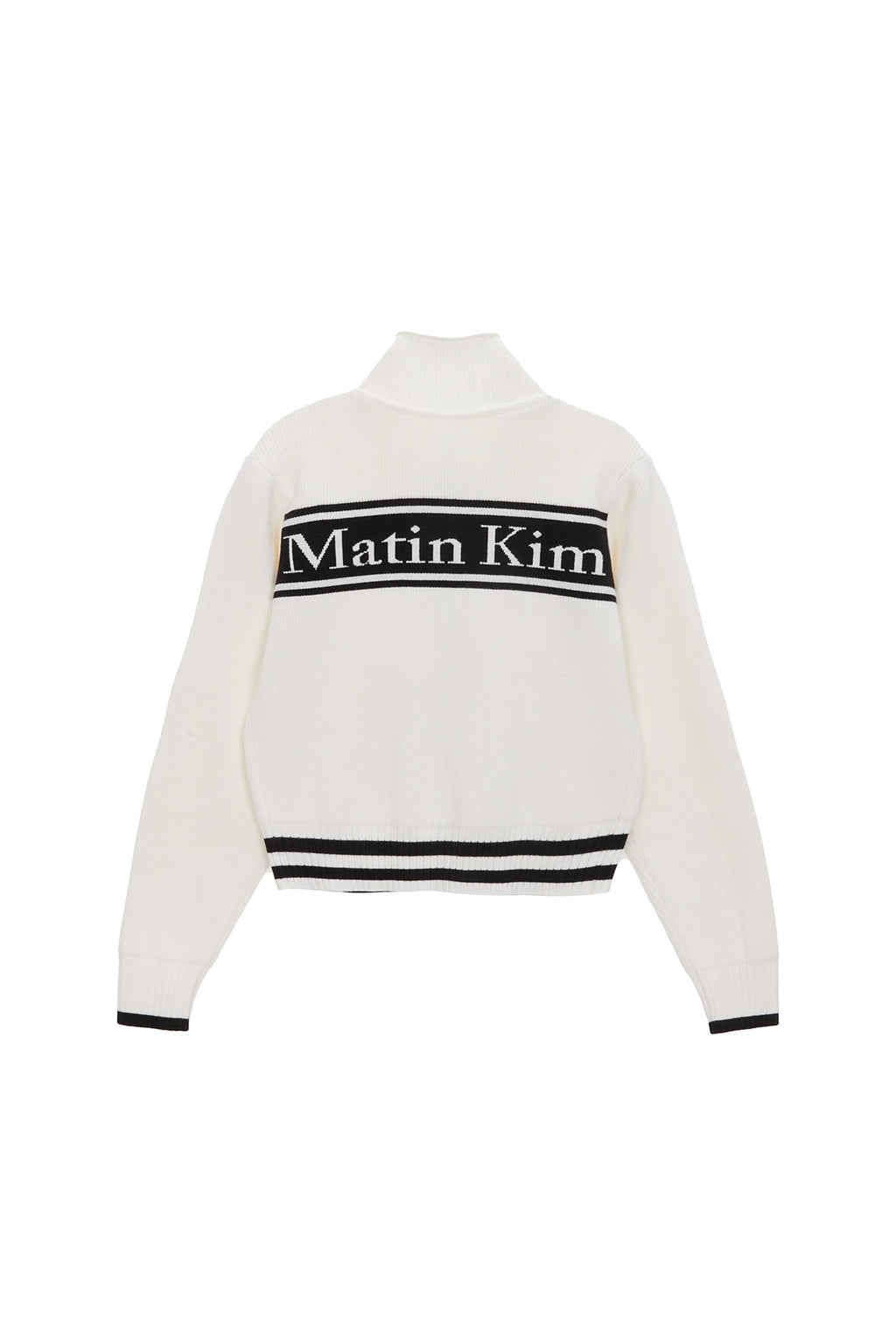 [matinkim] SPELL POINT STRIPE WOOL BLENDED KNIT CARDIGAN IN IVORY