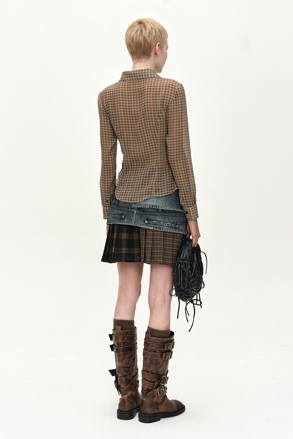 Andersson Bell Asymmetric Studded Mesh Shirt