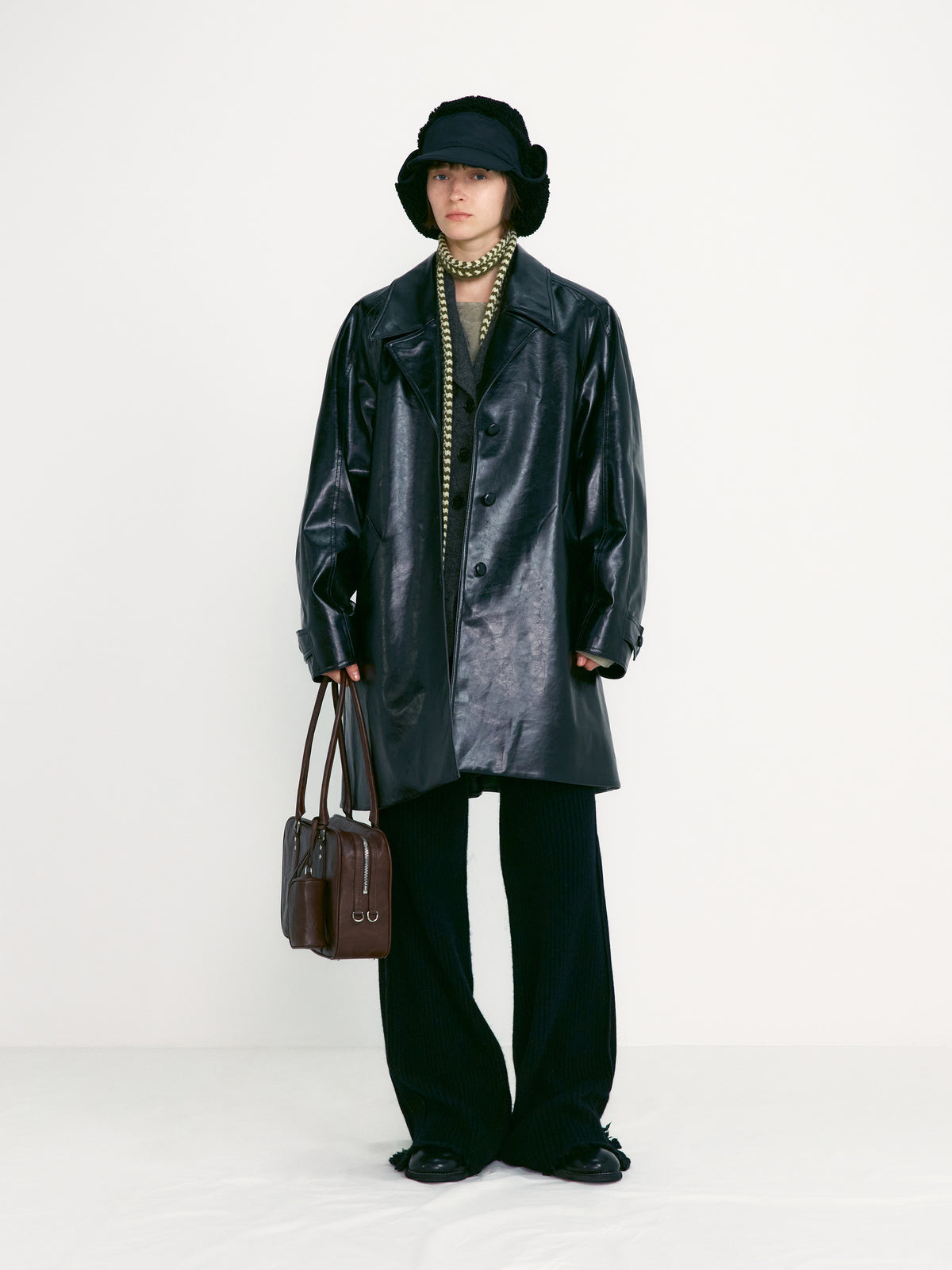Low Classic Jacquard Slim Muffler Khaki