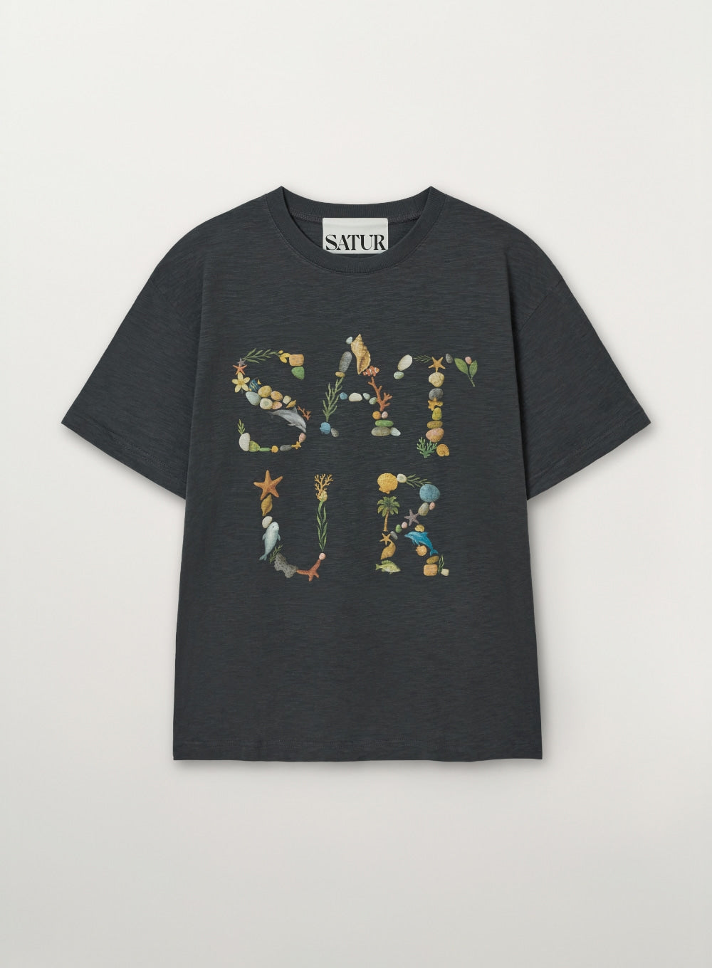 Satur Marin Collage Graphic T-Shirt - Charcoal