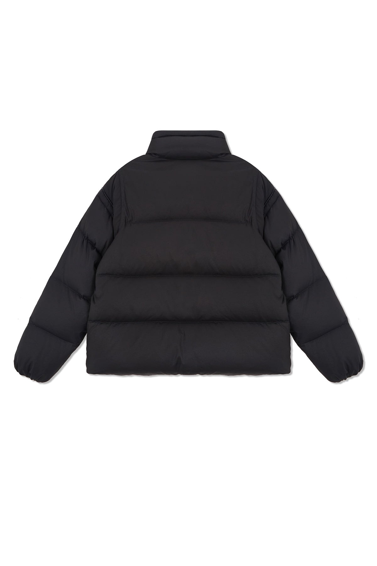 [matinkim] LOGO APPLIQUE GLOSSY DOWN JUMPER FOR MEN IN CHARCOAL