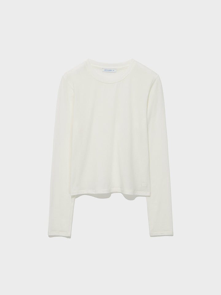 Low Classic Wool-Blend Stitch Long Sleeve Tee Ivory
