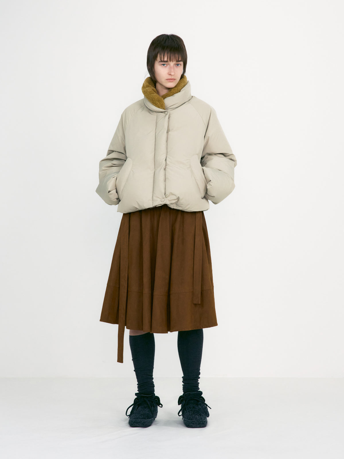 Low Classic Suede Belted Skirt Brown