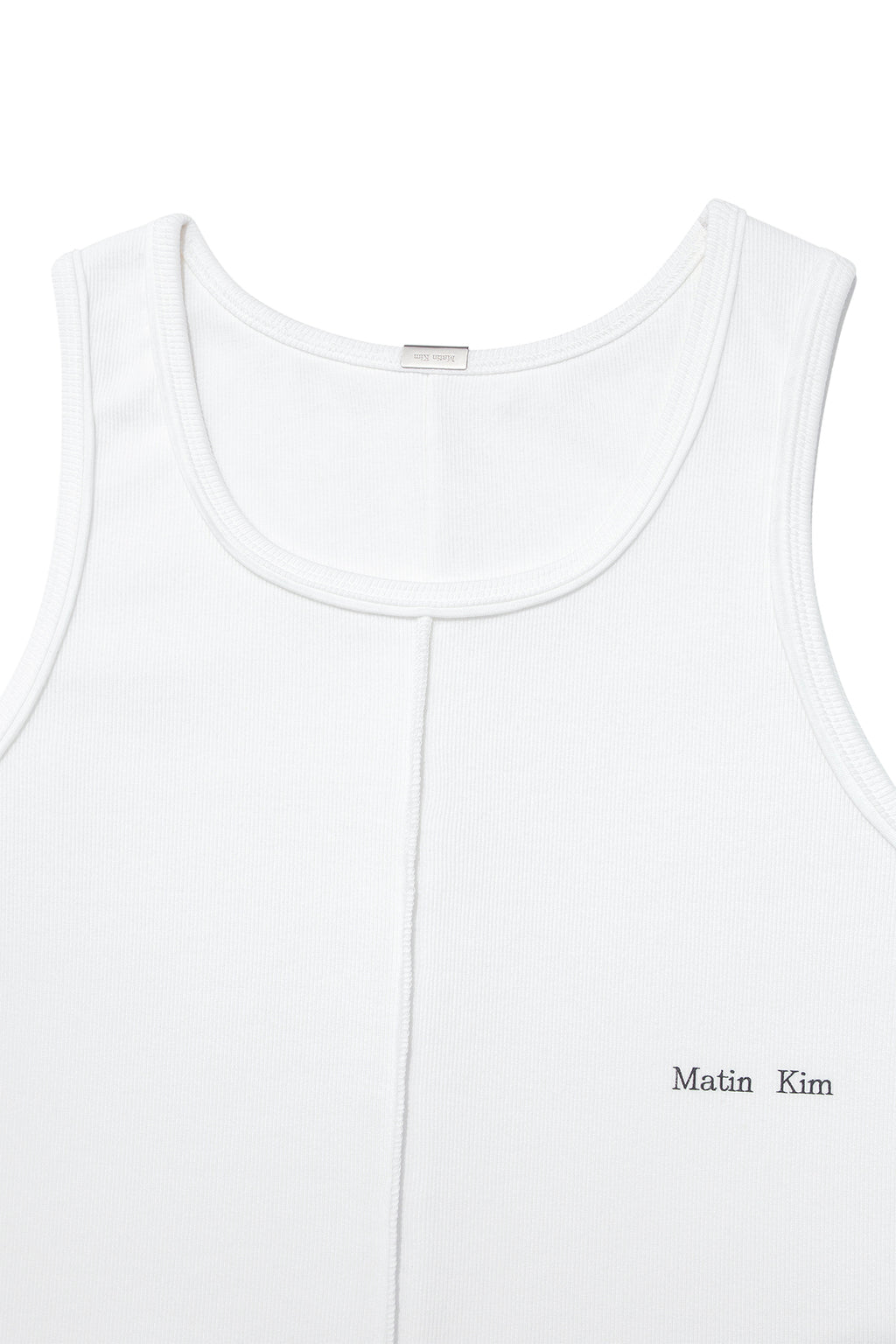 [matinkim] SMALL LOGO PINTUCK SLEEVELESS TOP FOR MEN IN WHITE