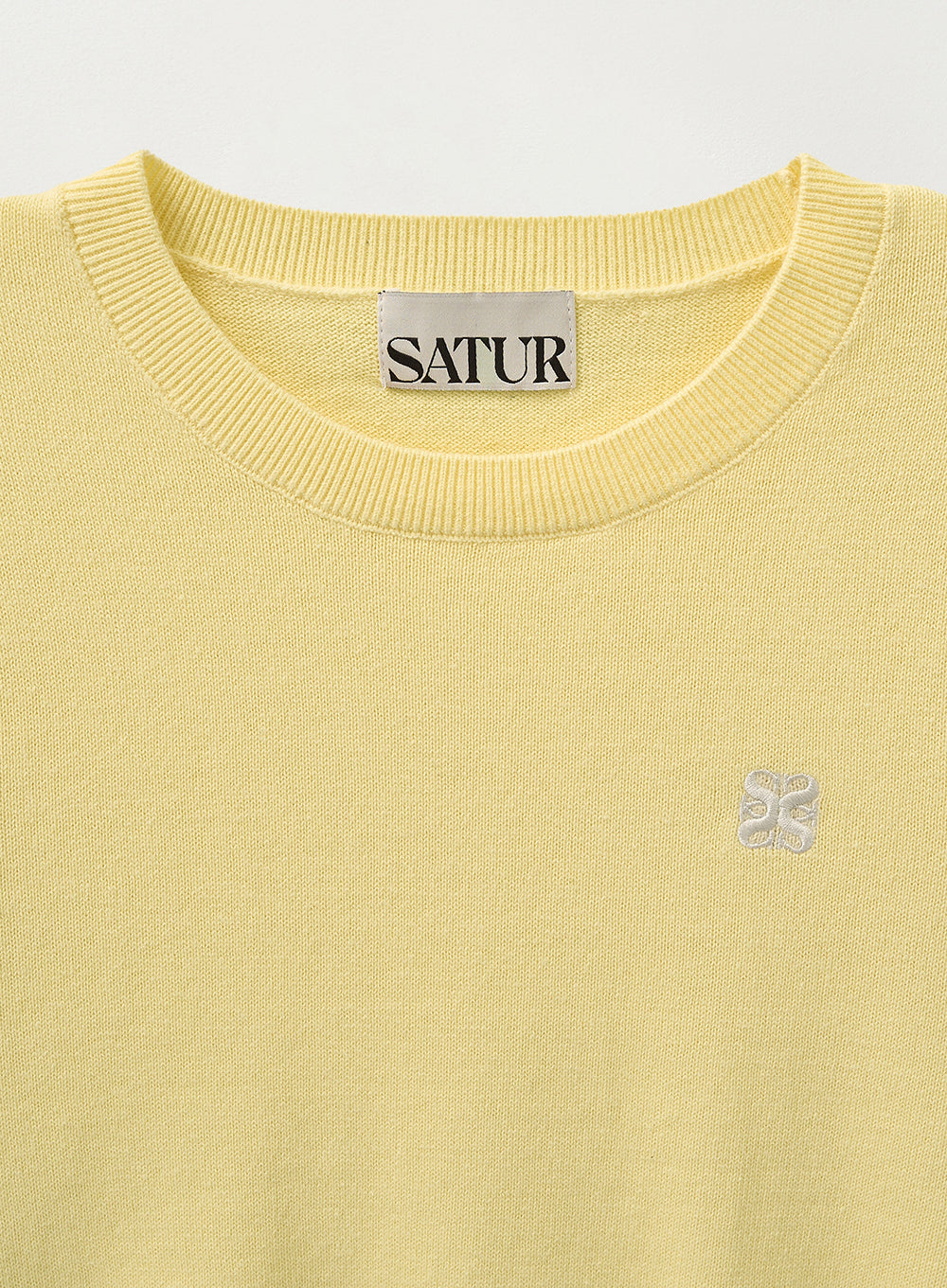 [satur] (W) Classic Crew Neck Half Knit - Yellow
