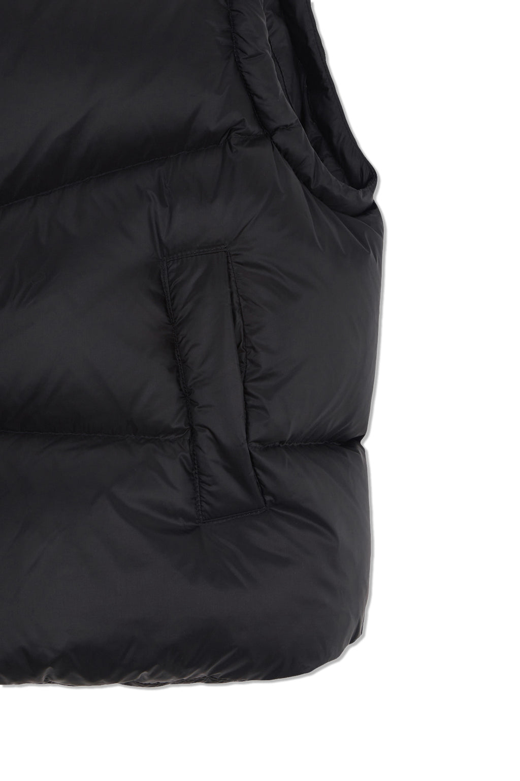 [matinkim] UNBALANCE QUILTED DOWN VEST FOR WOMEN IN BLACK