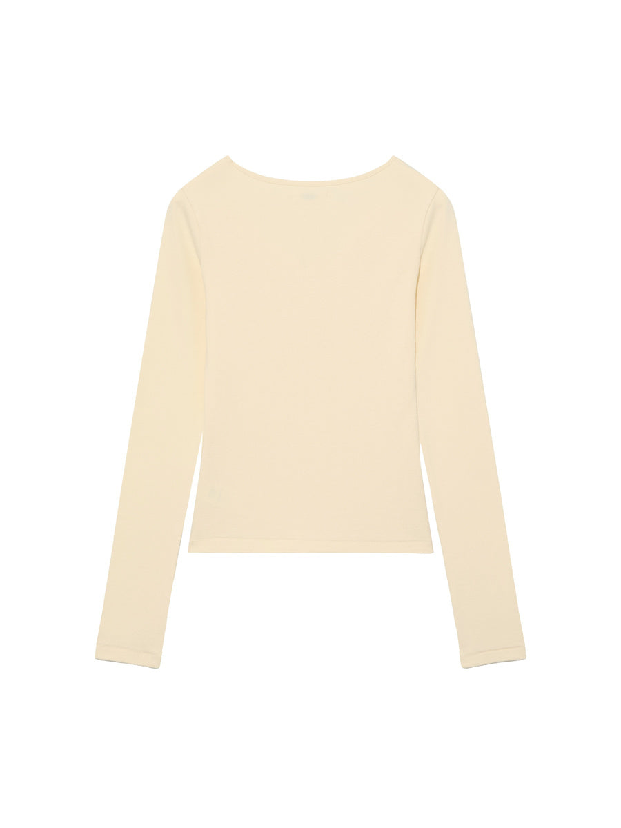 GLOWNY G Charm V-Neck Long Sleeve (Yellow)