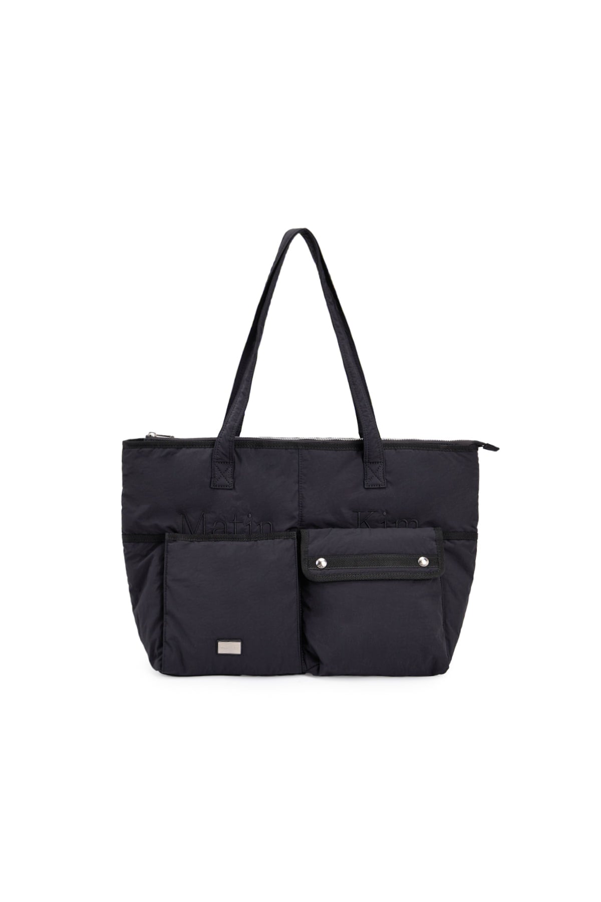 Matinkim Pocket Utility Nylon Big Shoulder Bag IN Black