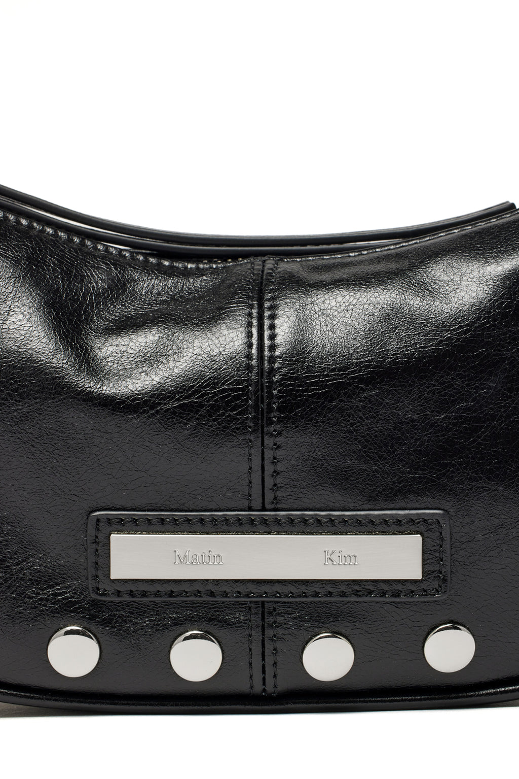 [matinkim] STUD LEATHER SHOULDER BAG IN BLACK