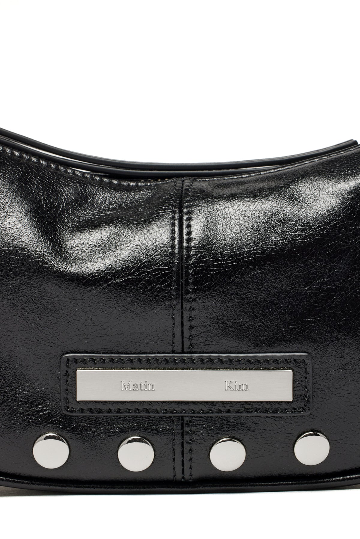 [matinkim] STUD LEATHER SHOULDER BAG IN BLACK