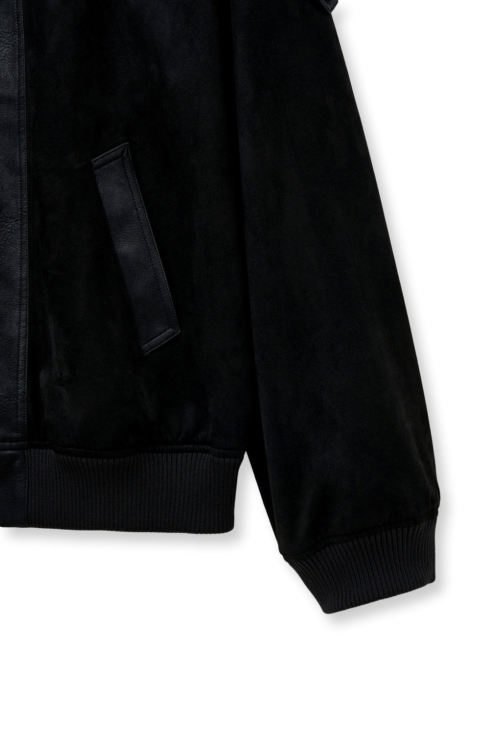 [matinkim] SUEDE MIX LEATHER ZIP UP JUMPER FOR MEN IN BLACK