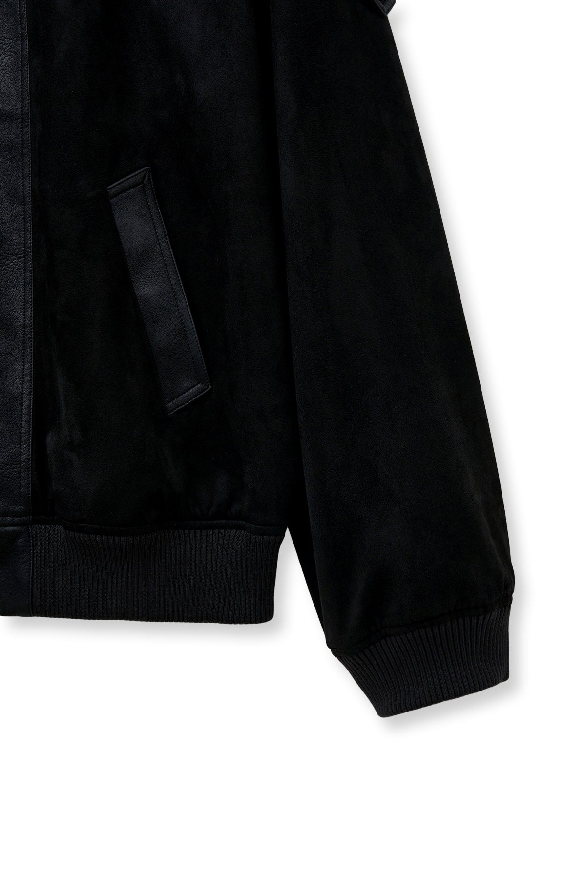 [matinkim] SUEDE MIX LEATHER ZIP UP JUMPER FOR MEN IN BLACK