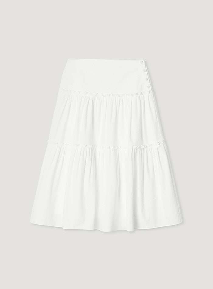 Mango Maniplease Naiko Shirring Skirt Ivory