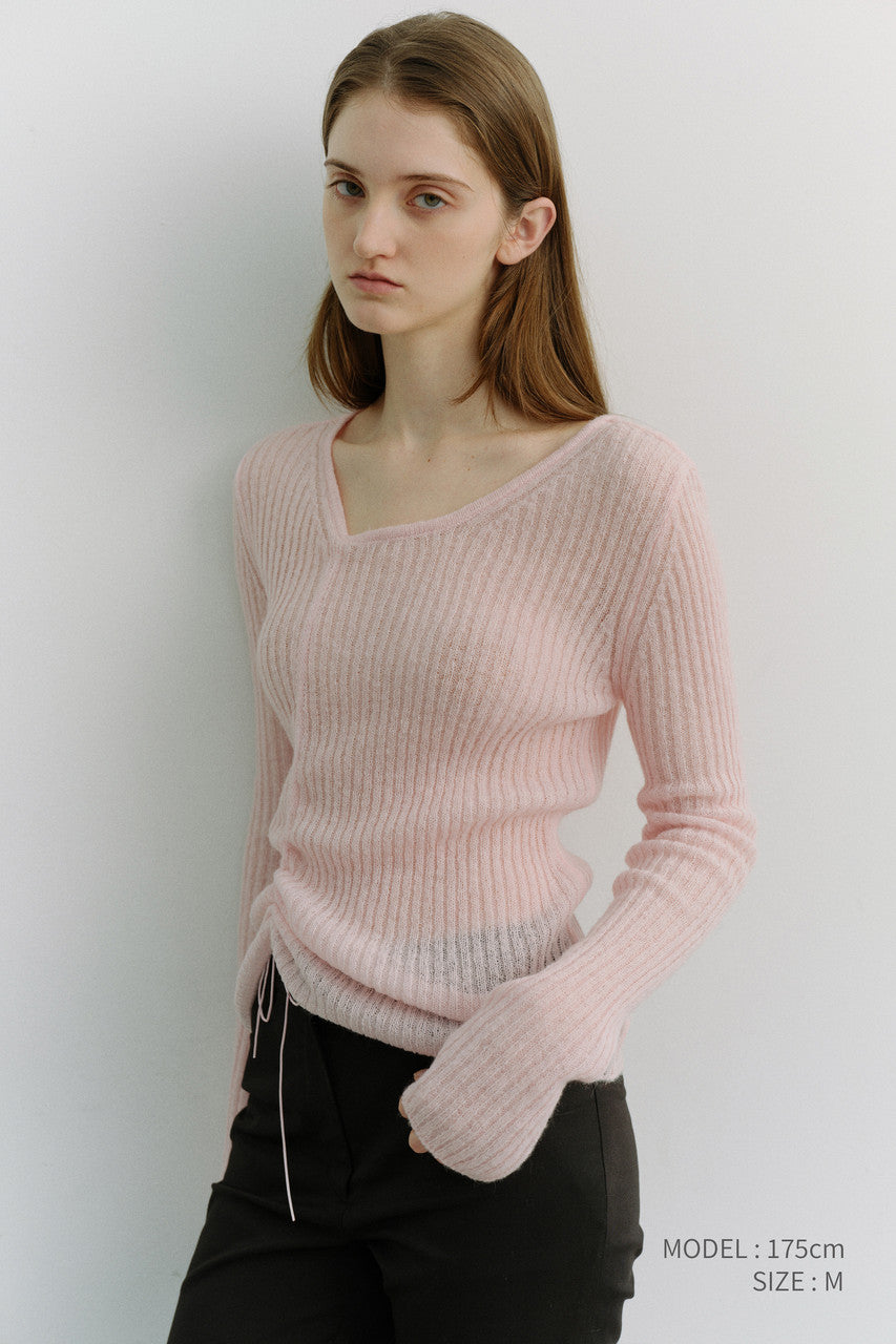 Dunst 2-Way Shirring Knit Top Soft Pink