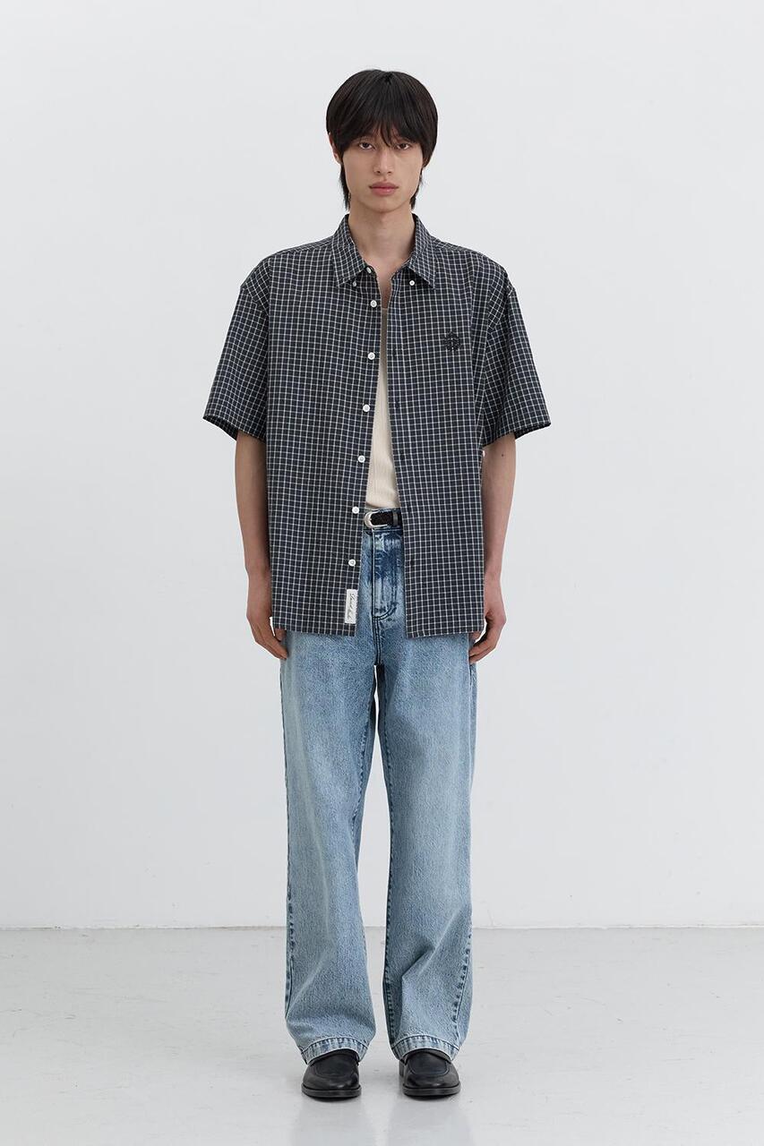 Dunst Short Sleeve Classic Shirt Navy Check