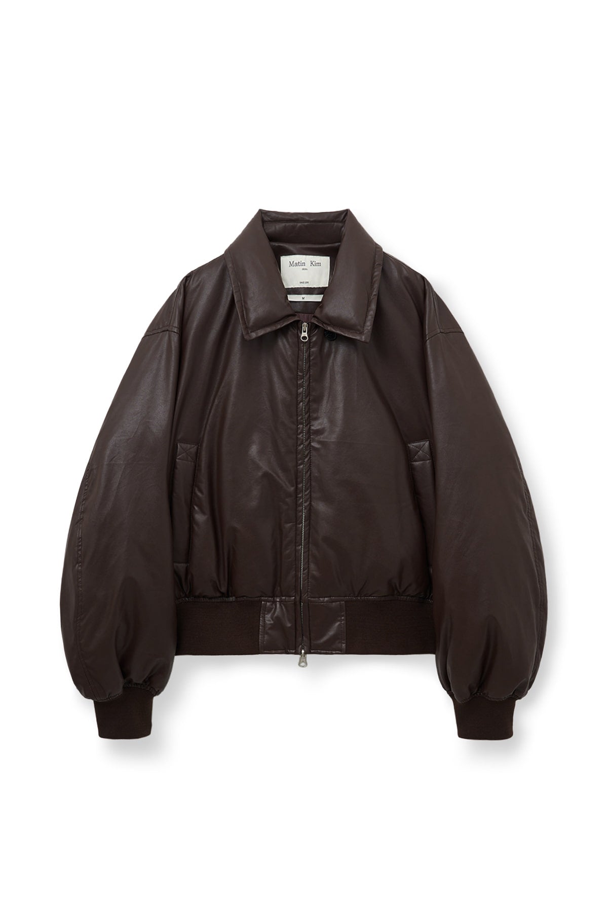 [matinkim] FAUX LEATHER DOWN JUMPER FOR WOMEN IN BROWN