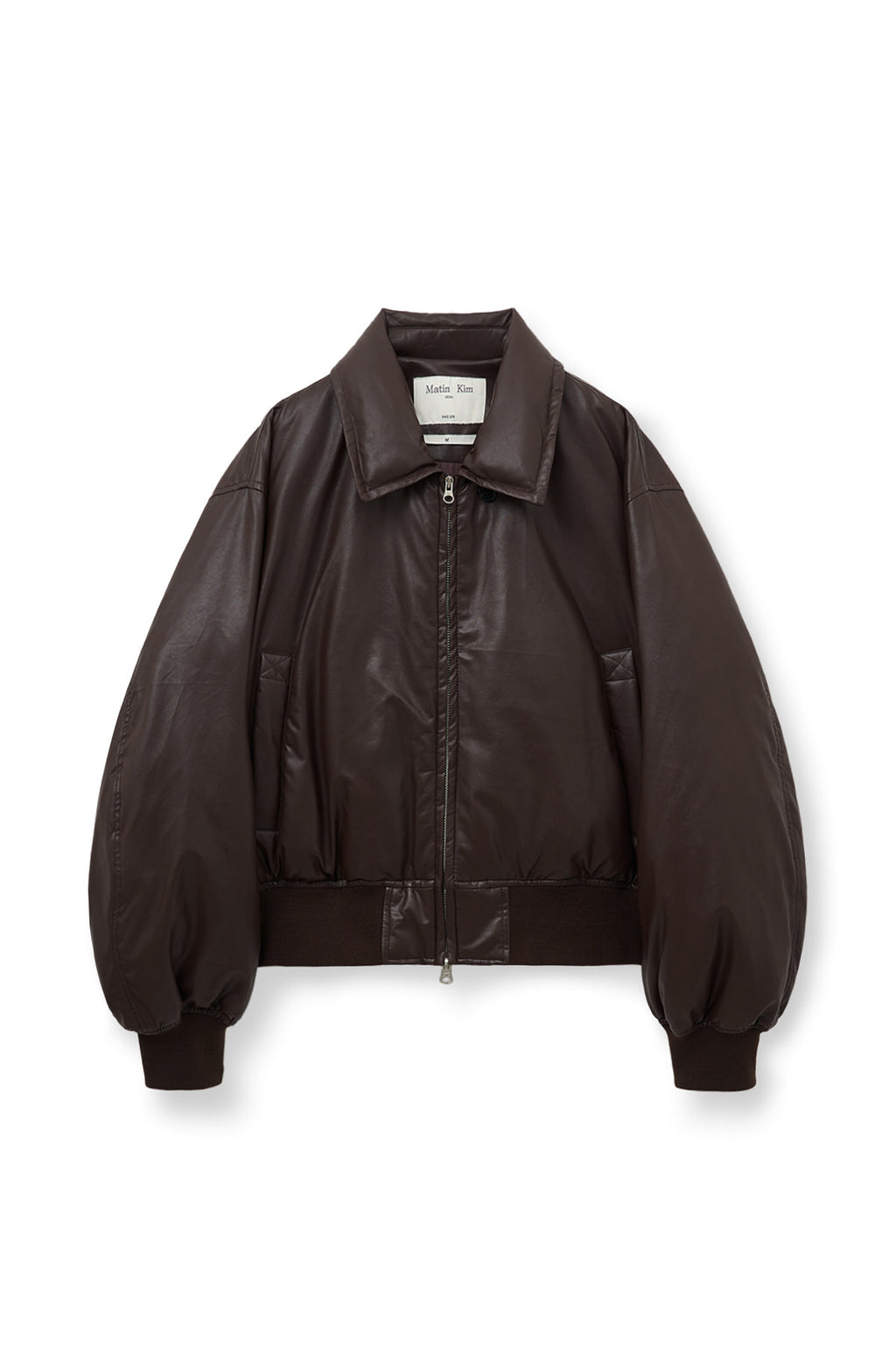 Matinkim Faux Leather Down Jumper For Women IN Brown