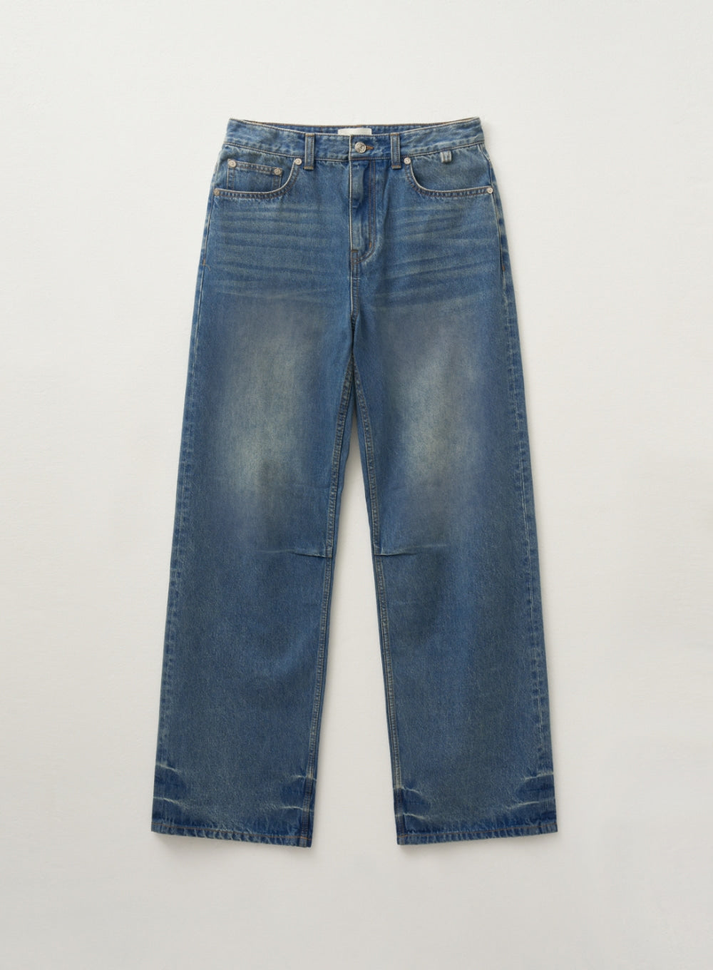 [satur] (W) Crease Hemline Wide Denim Pants - Union Washed