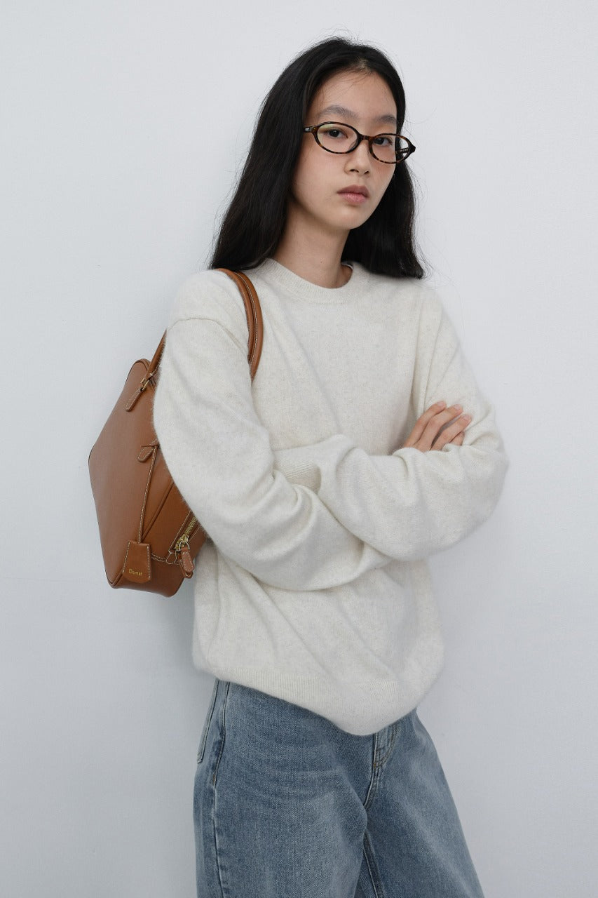 Dunst Unisex Essential Crewneck Sweater Melange Ivory