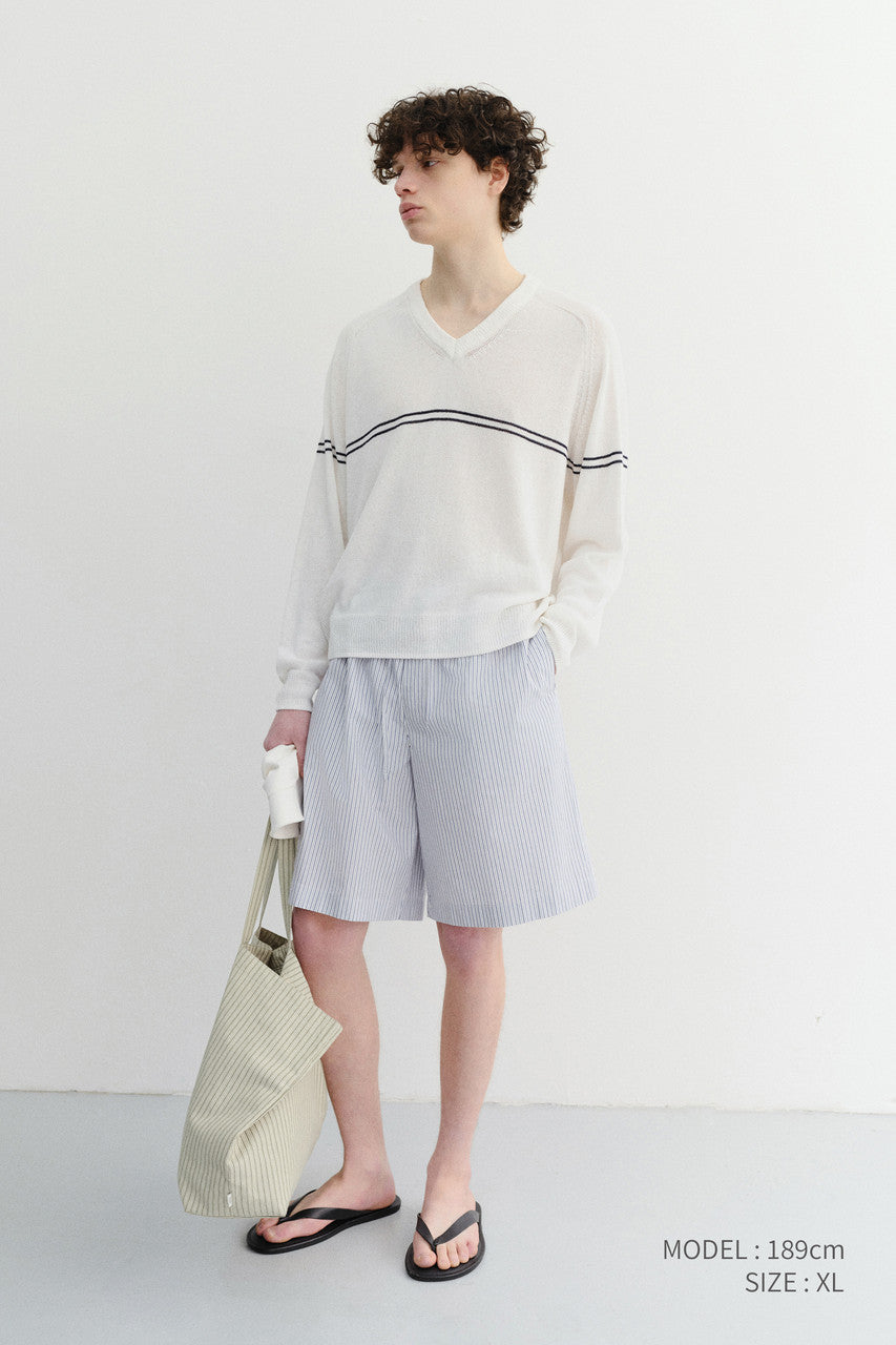 Dunst Unisex Pajama Bermuda Shorts Blue Stripe