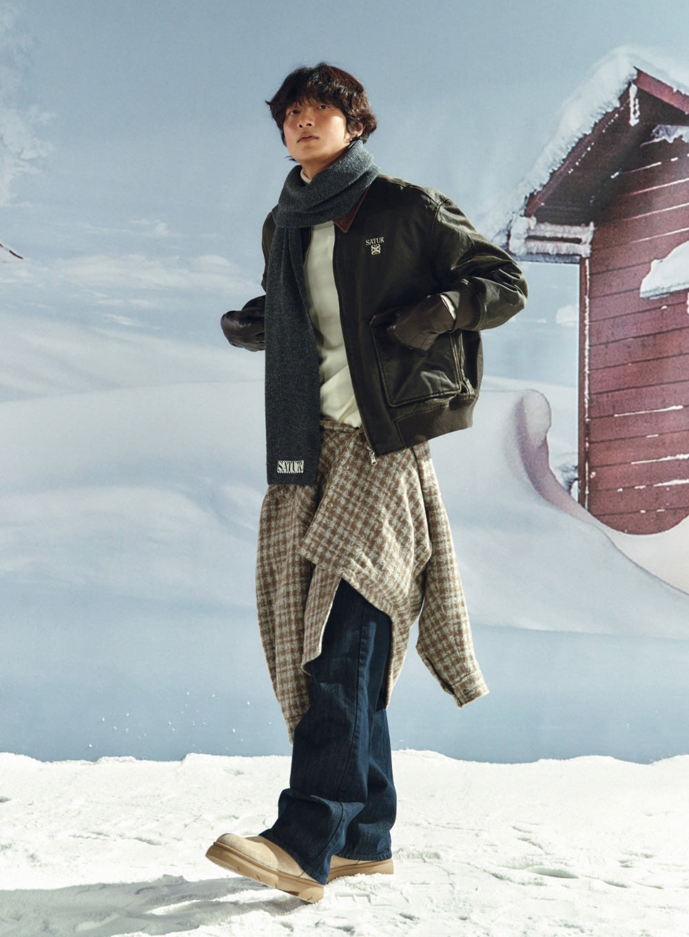 [satur] Verona Knit Muffler - Charcoal