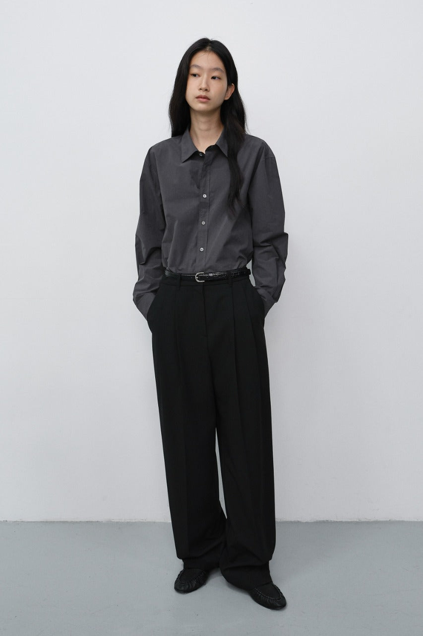 Dunst Double Pleated Wide Slacks Black