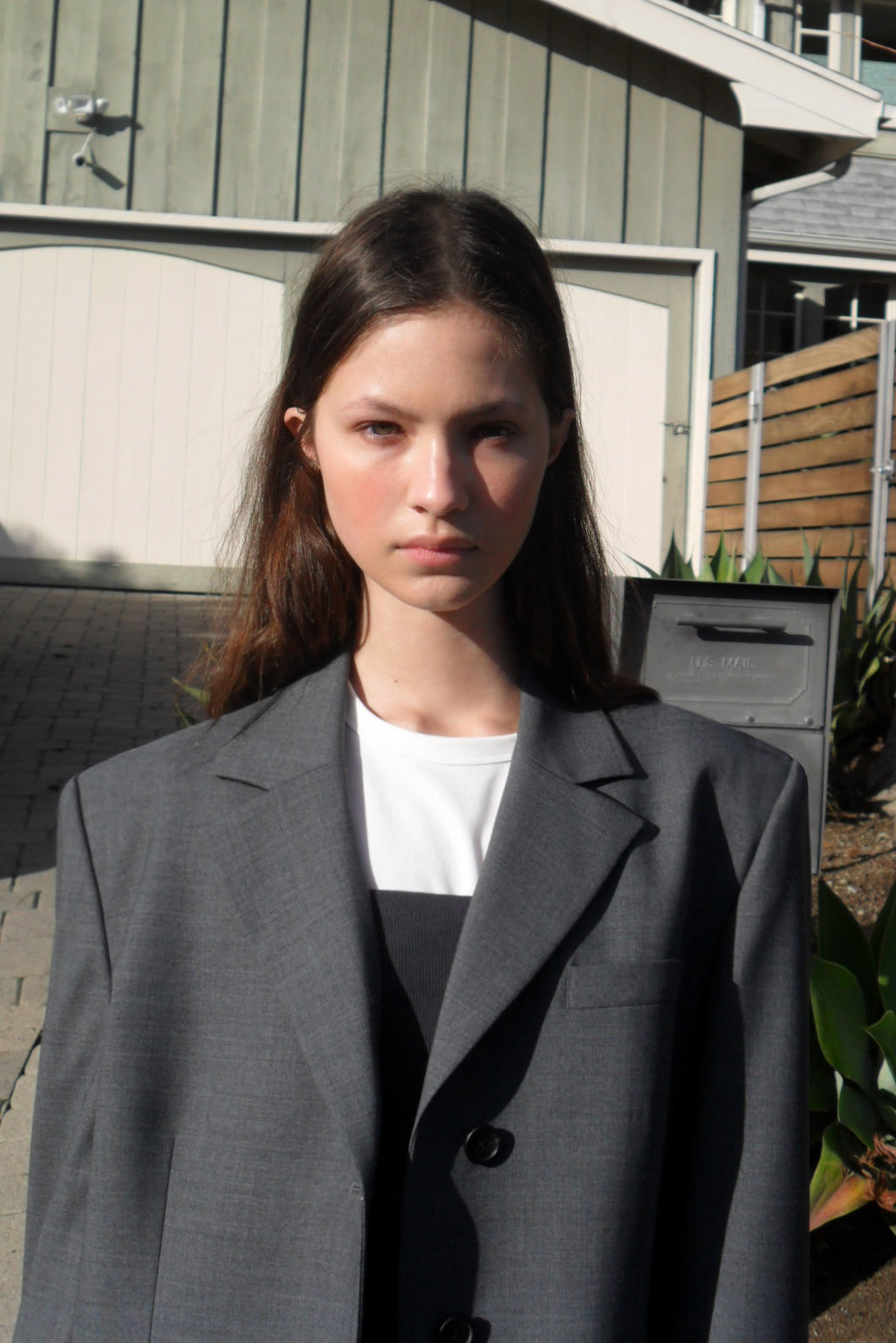Low Classic Oversized 3-Button Wool Blazer - Grey