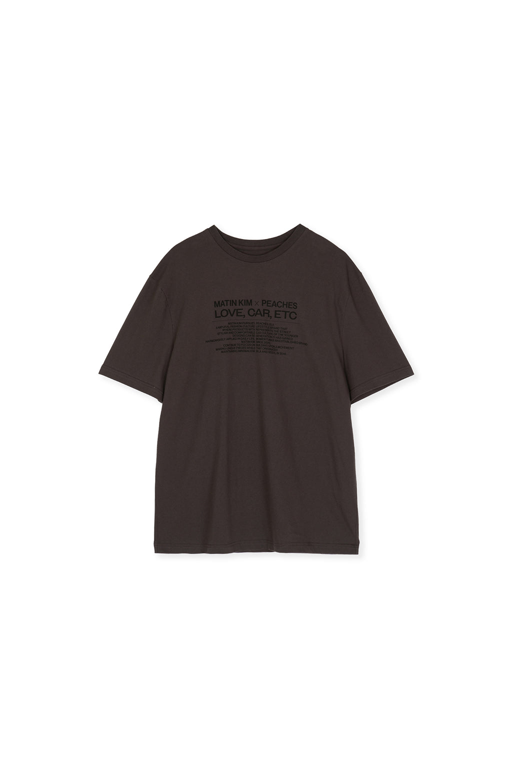 [matinkim] PEACHES LOVE CAR ETC GRAPHIC TOP IN CHARCOAL