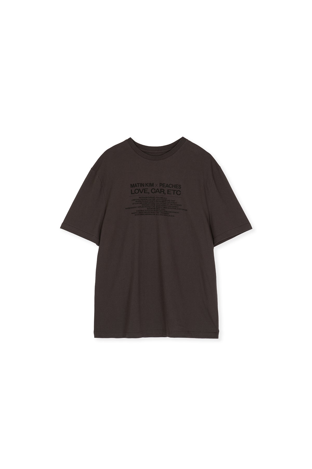 [matinkim] PEACHES LOVE CAR ETC GRAPHIC TOP IN CHARCOAL