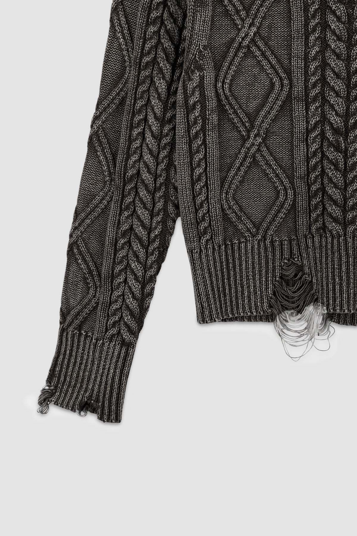 [matinkim] Washed Cable Pullover IN Dark Brown