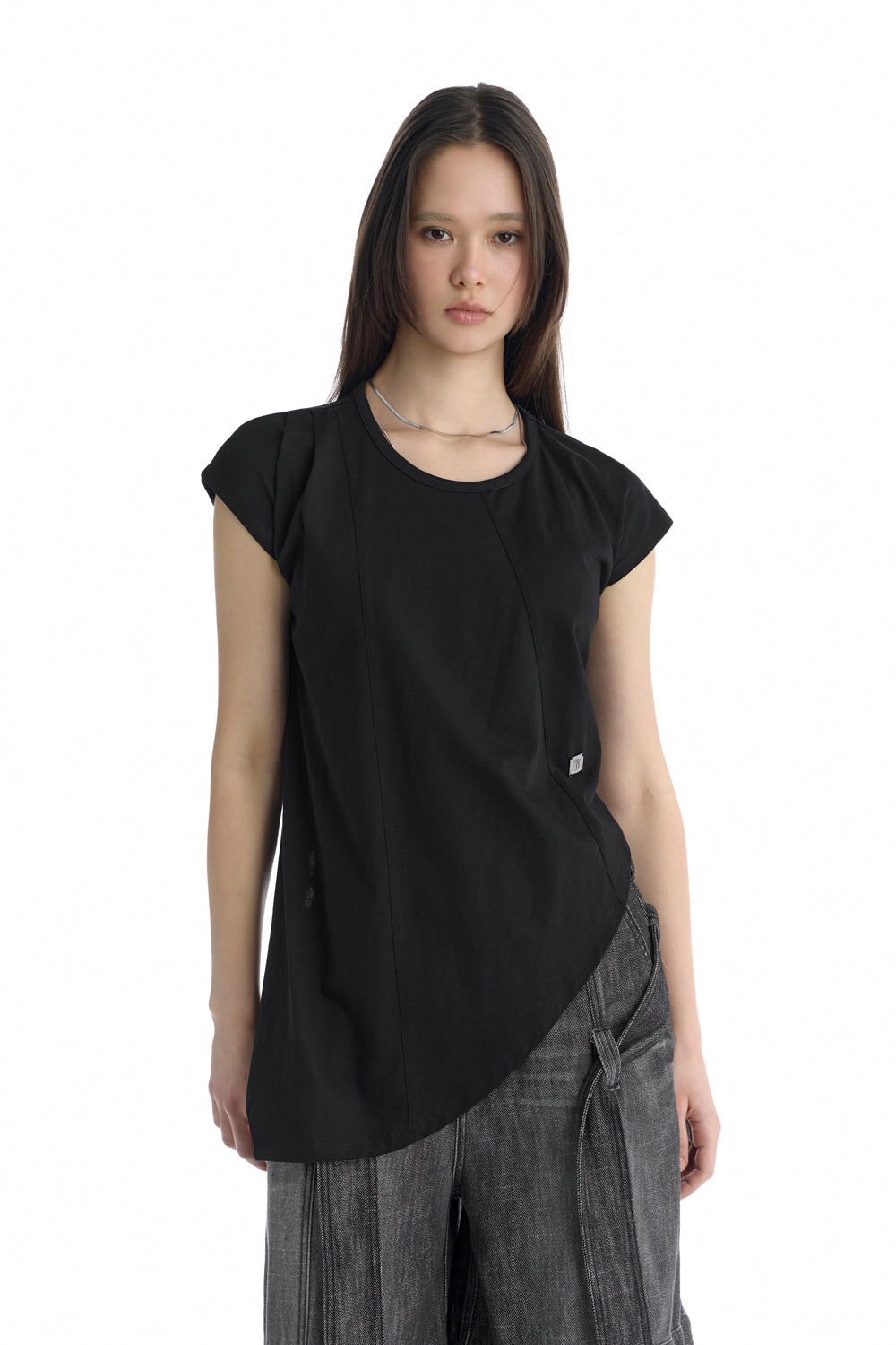 Treemingbird Jersey Draped Dolman T-Shirt Black