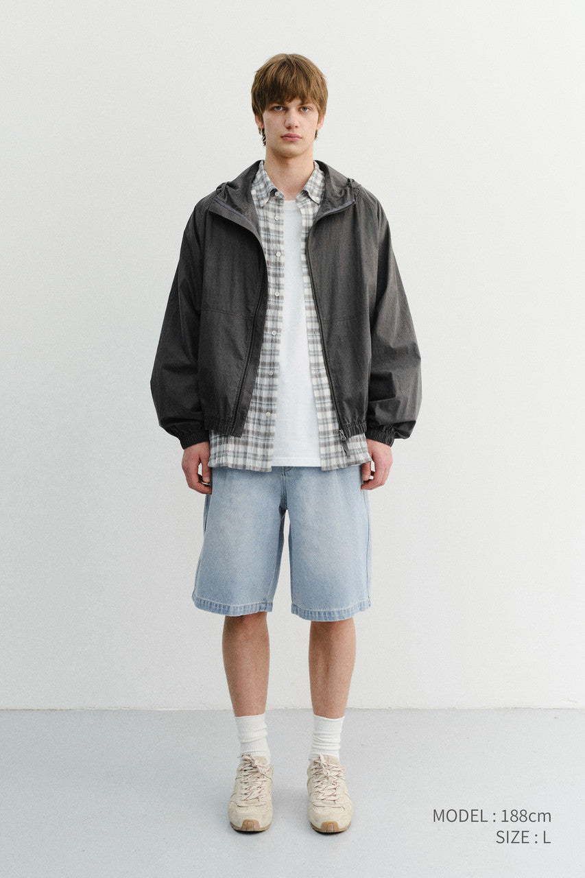 Dunst Pleated Bermuda Denim Shorts Light Blue