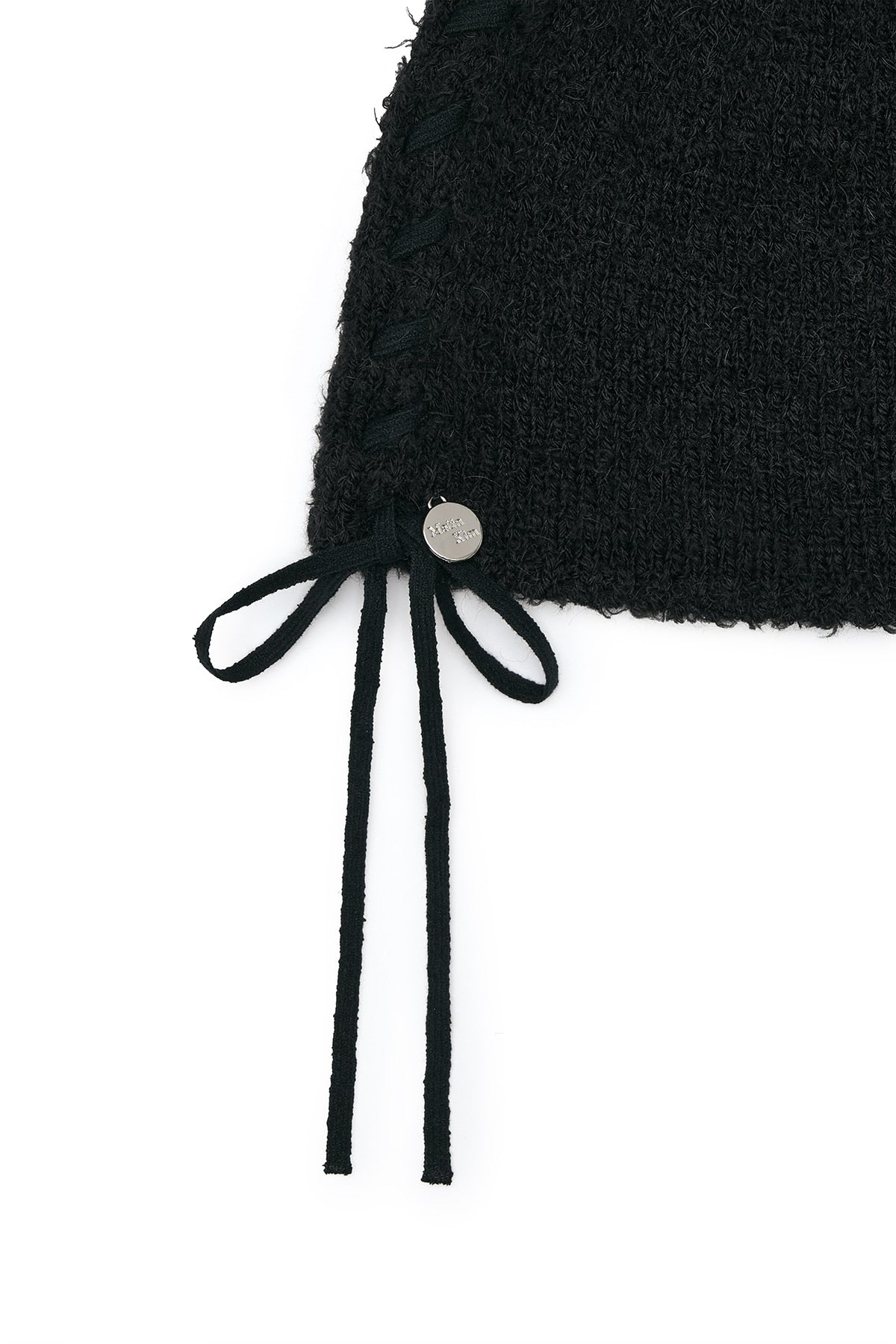 [matinkim] RIBBON TIE KNIT BEANIE IN BLACK