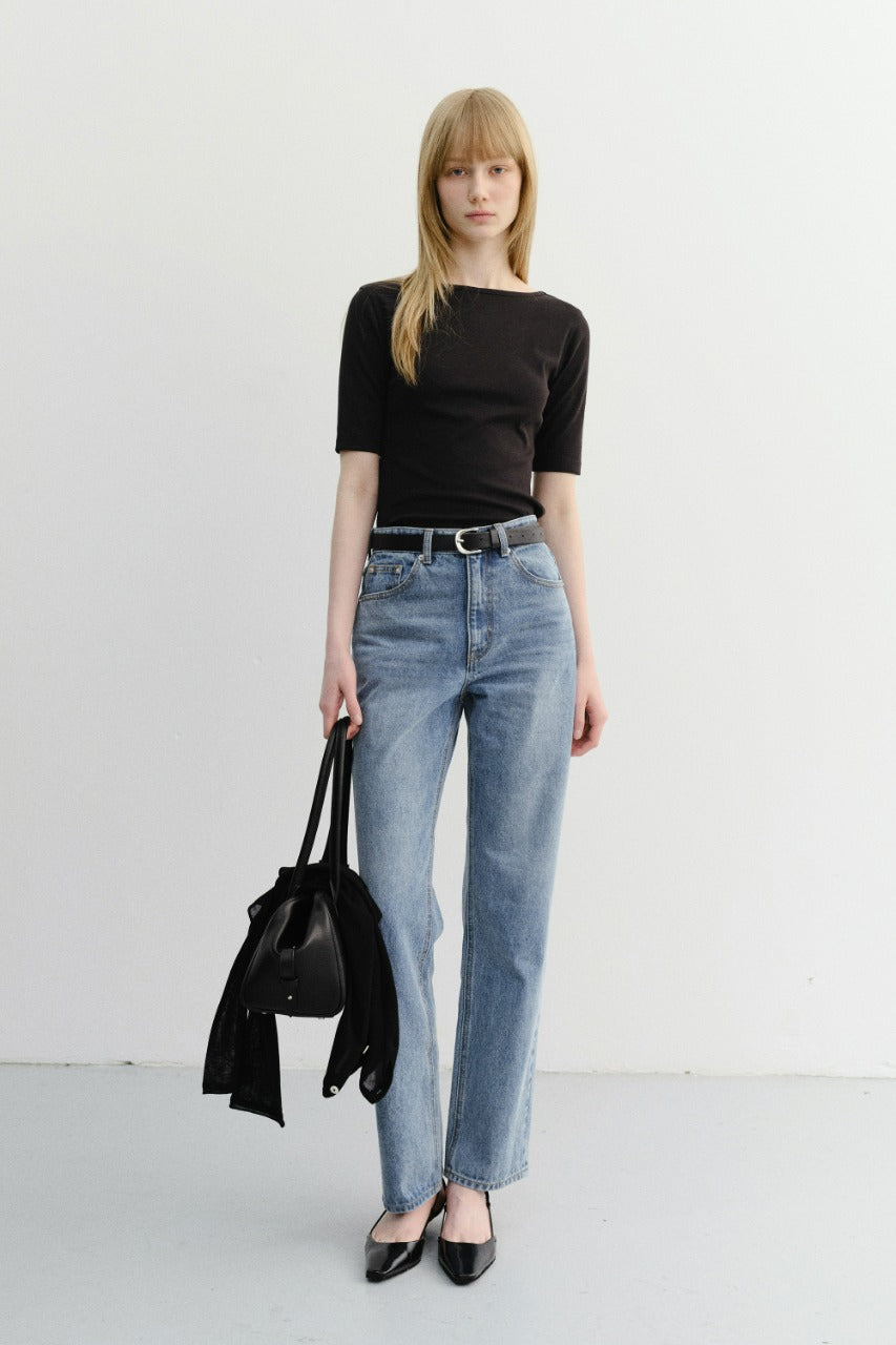 Dunst Essential Boat Neck T-Shirt Black