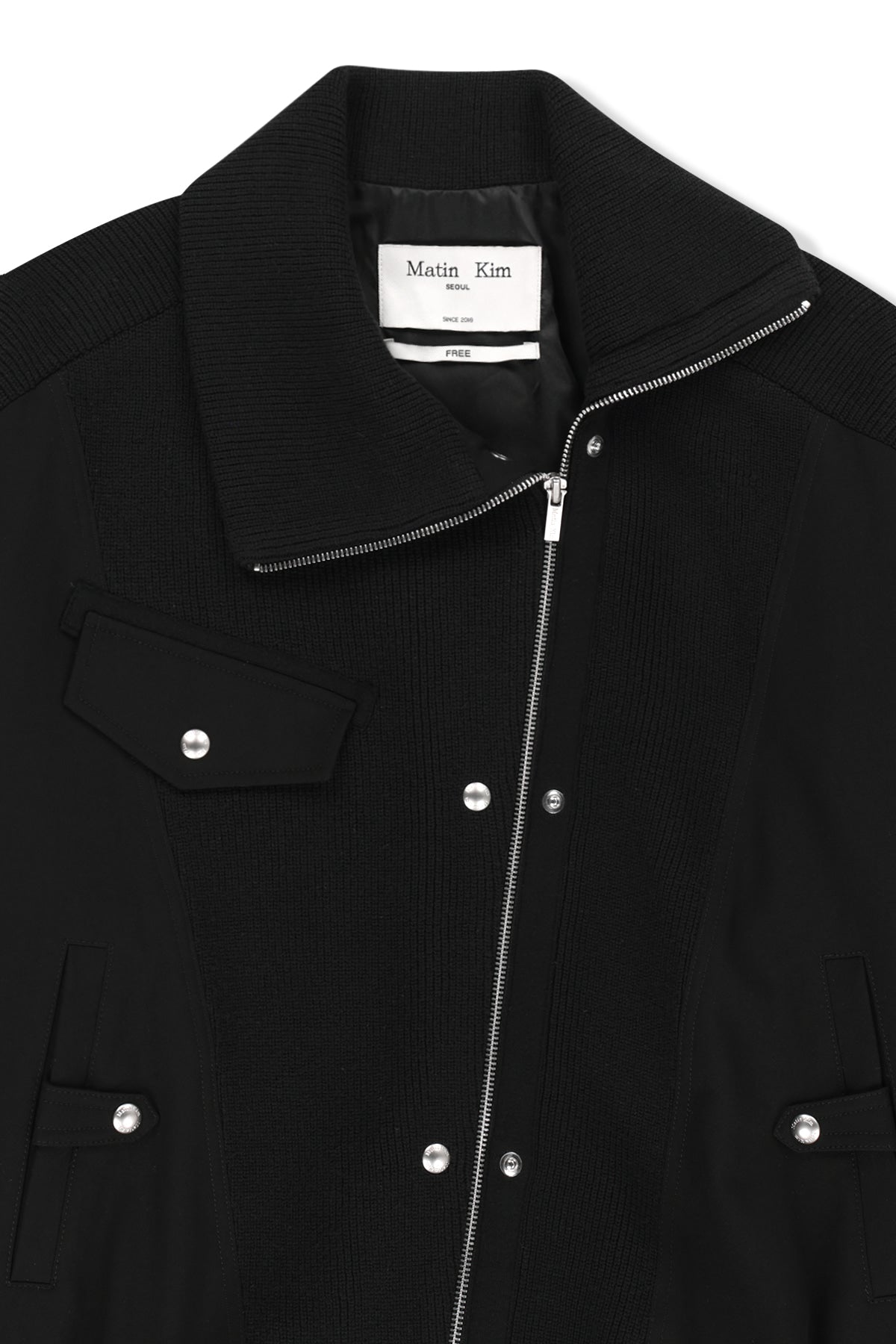 Matinkim Asymmetric Knit Panel Jumper IN Black