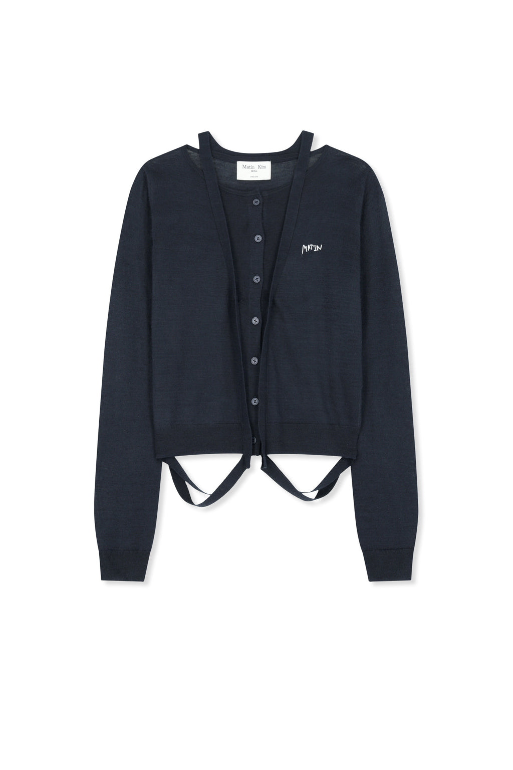Matinkim String Detail Knit Cardigan IN Dark Navy