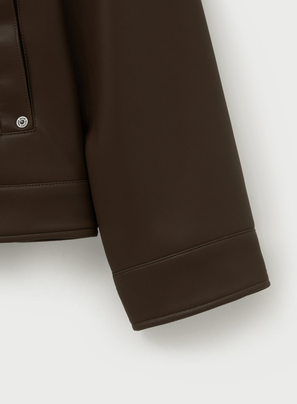 [satur] Teo Synthetic Leather Collar Jacket - Brown