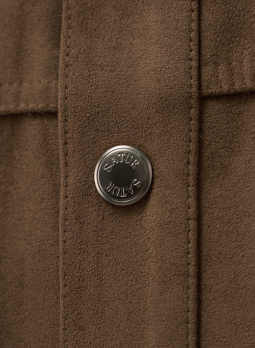 [satur] Synthetic Suede Shirt Jacket - Brown