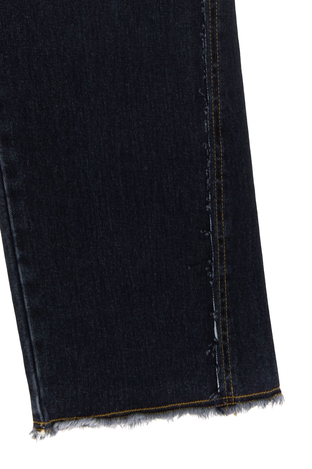 [matinkim] WAIST STRING BELTED DENIM PANTS IN NAVY