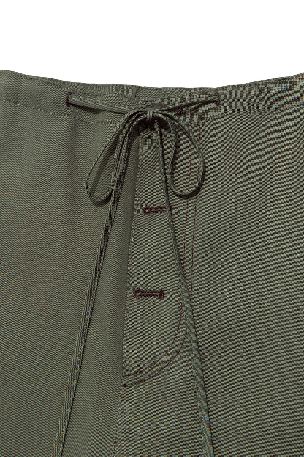 [matinkim] BUTTON POINT STRING WIDE PANTS IN KHAKI
