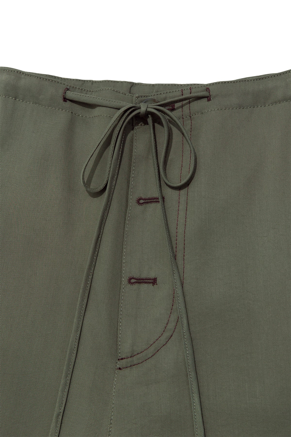 [matinkim] BUTTON POINT STRING WIDE PANTS IN KHAKI
