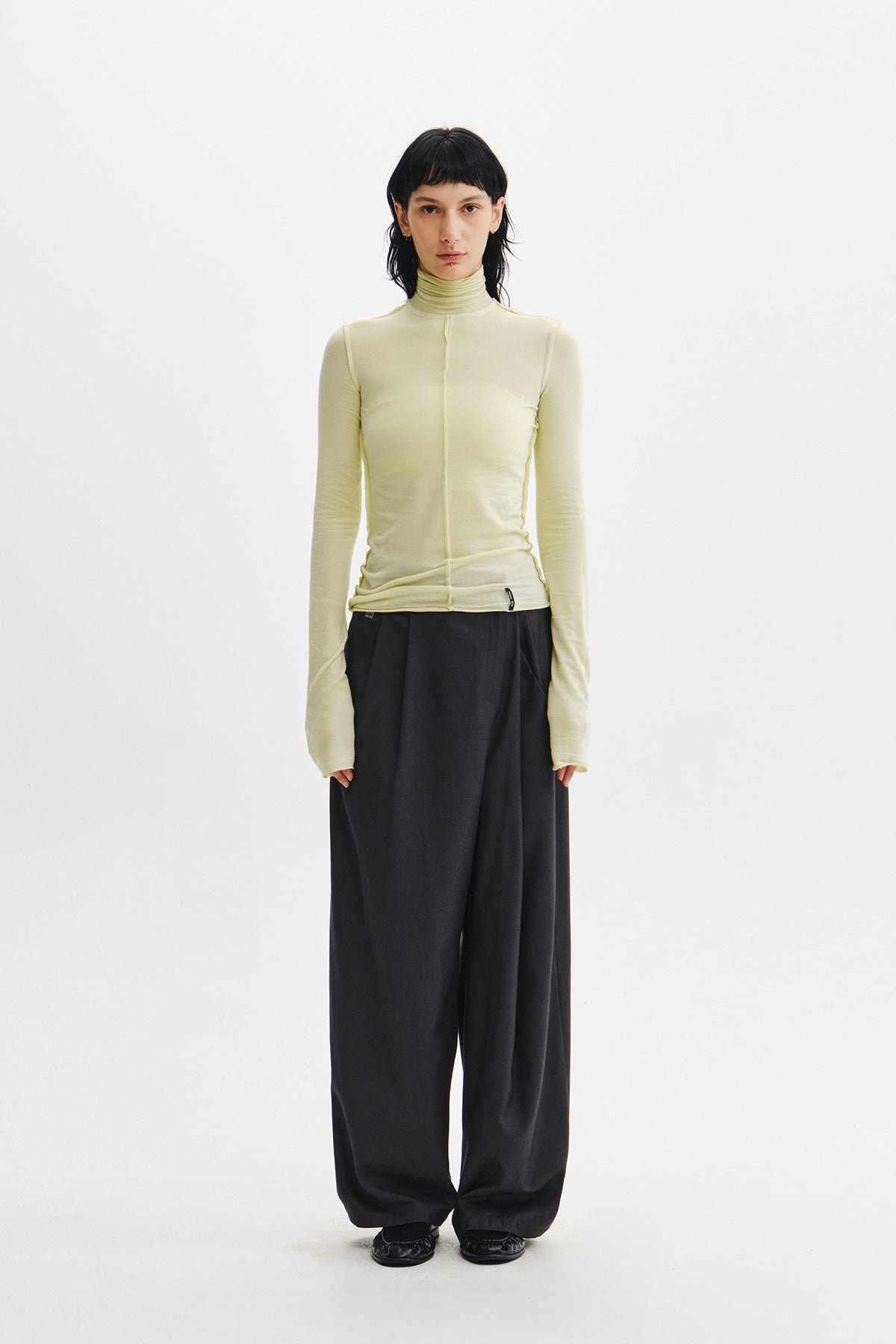 Matinkim Double Pleat Cross Waist Trousers IN Charcoal